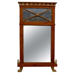 Antique Early 19th Century Neoclassical Italian Fruitwood and Parcel Gilt Mirror