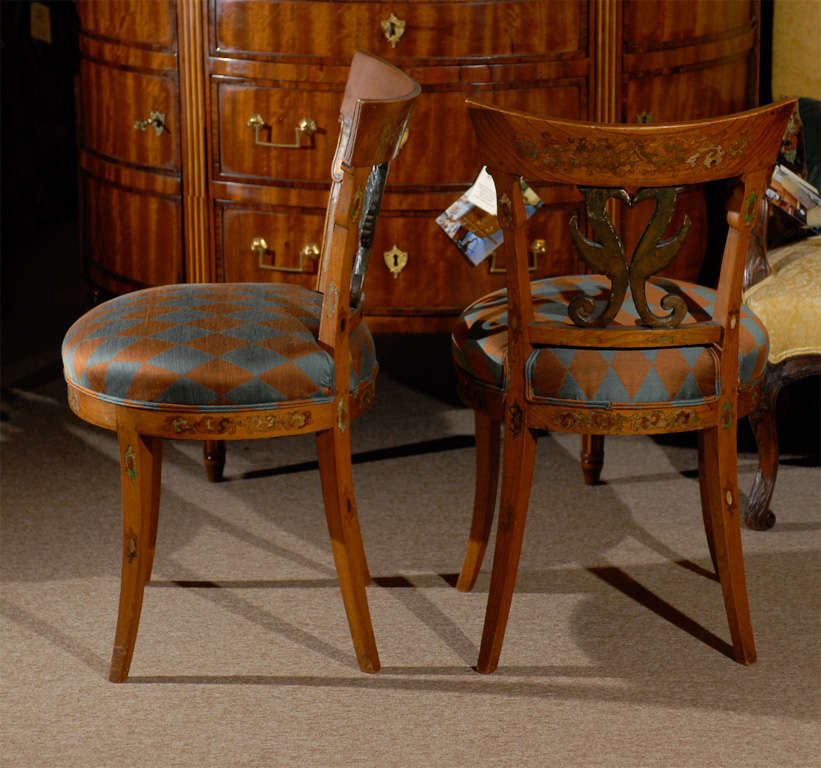 Pair of 19th Century Continental beech Side Chairs  In Good Condition In Atlanta, GA