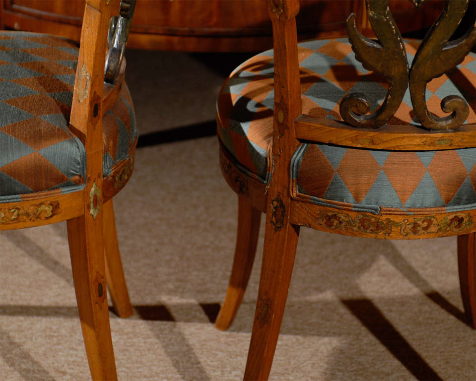 Beech Pair of 19th Century Continental beech Side Chairs 