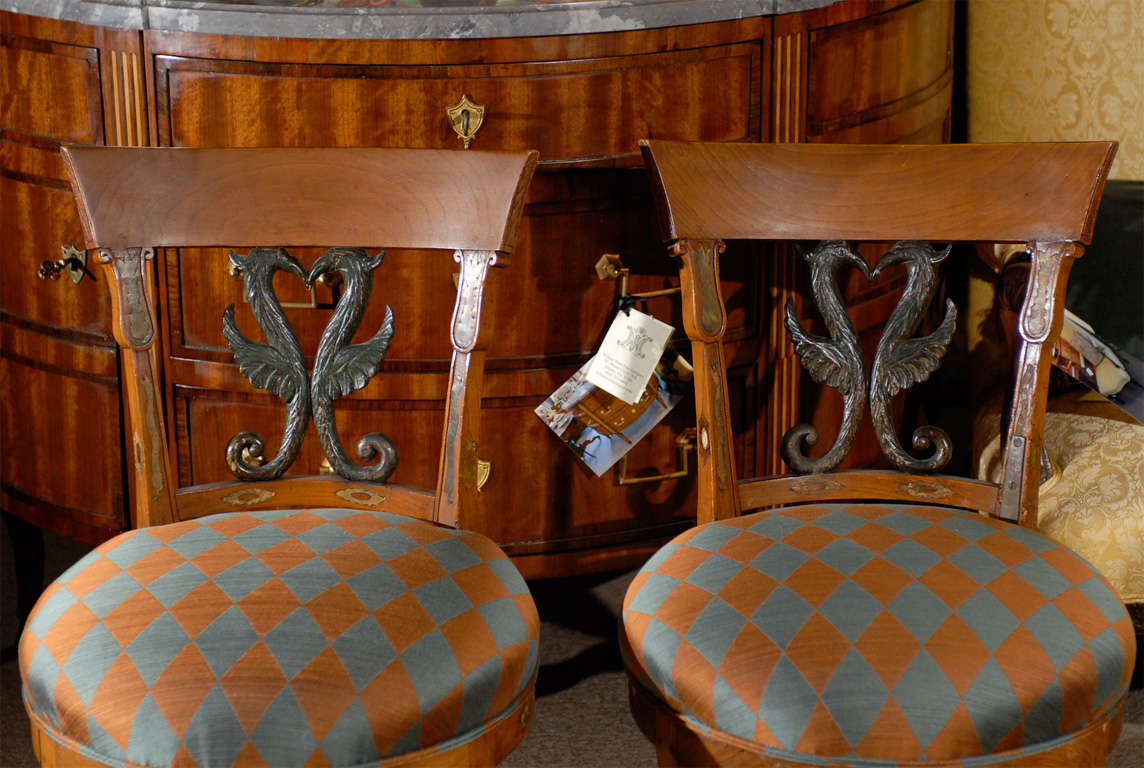 Pair of 19th Century Continental beech Side Chairs  2