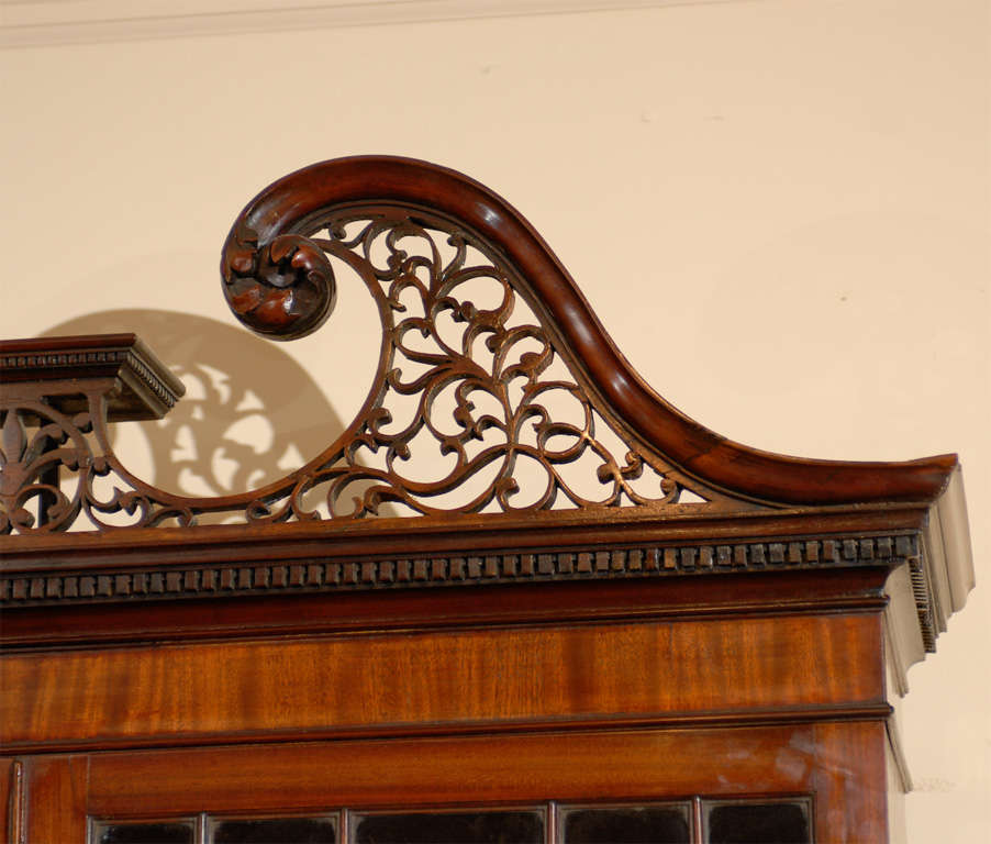 Early 19th Century English Mahogany Bureau Bookcase with Swan neck Pediment 2