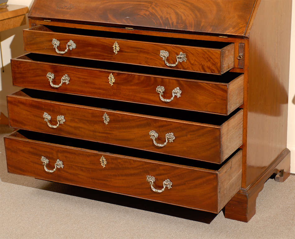 Early 19th Century English Mahogany Bureau Bookcase with Swan neck Pediment 4