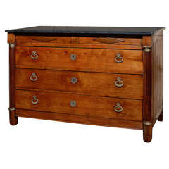 Empire Fruitwood Commode with Grey Marble Top