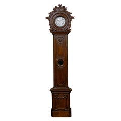 French Oak Tall Case Clock with Basket Crest, Normandy, circa 1850