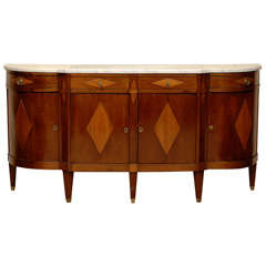 Narrow 19th Century Directoire Style Mahogany Cabinet with Shaped Marble Top
