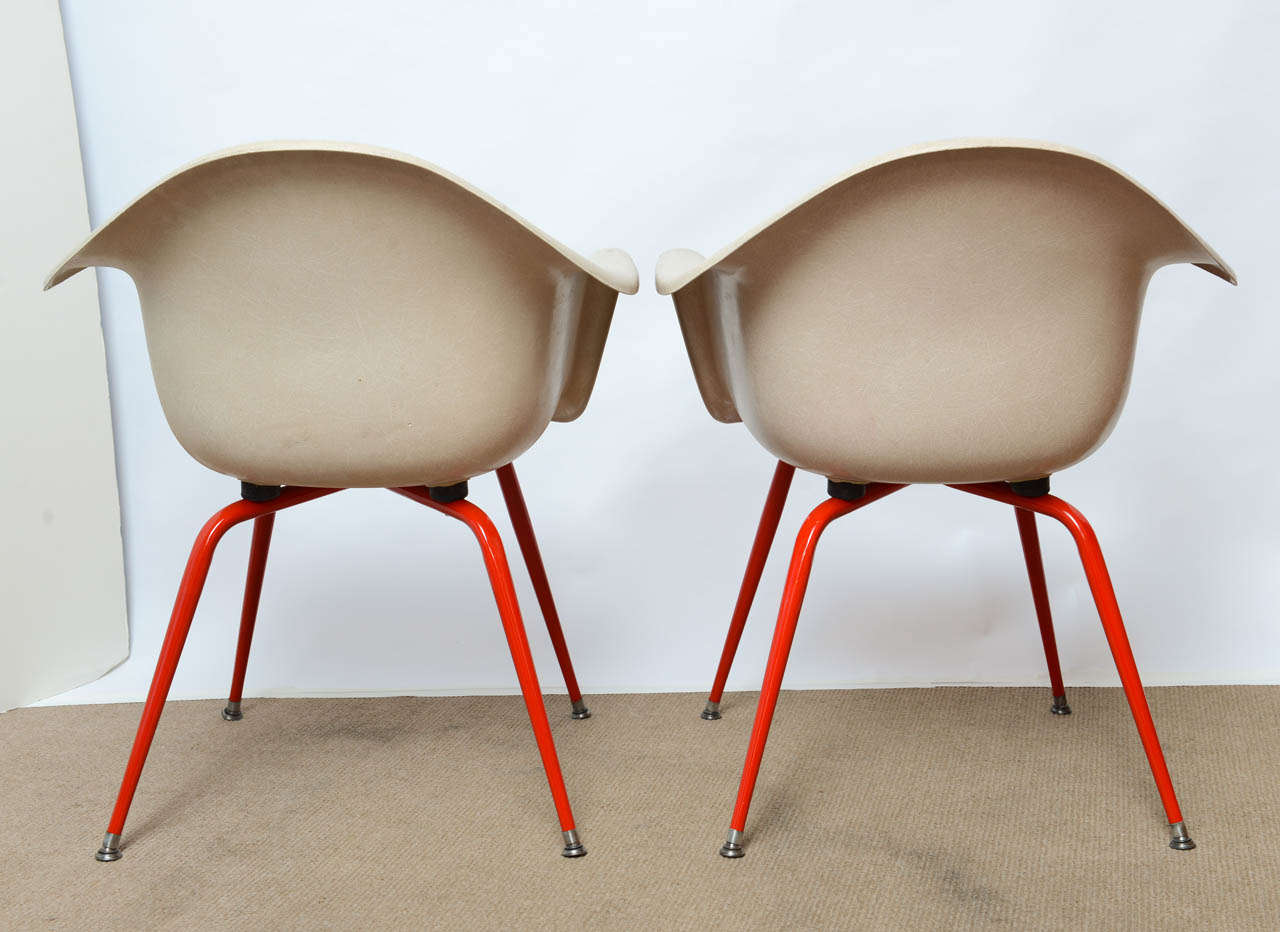 American Mid-Century Vintage Eames Era Fiberglass Shell Arm Chairs by ChromeCraft