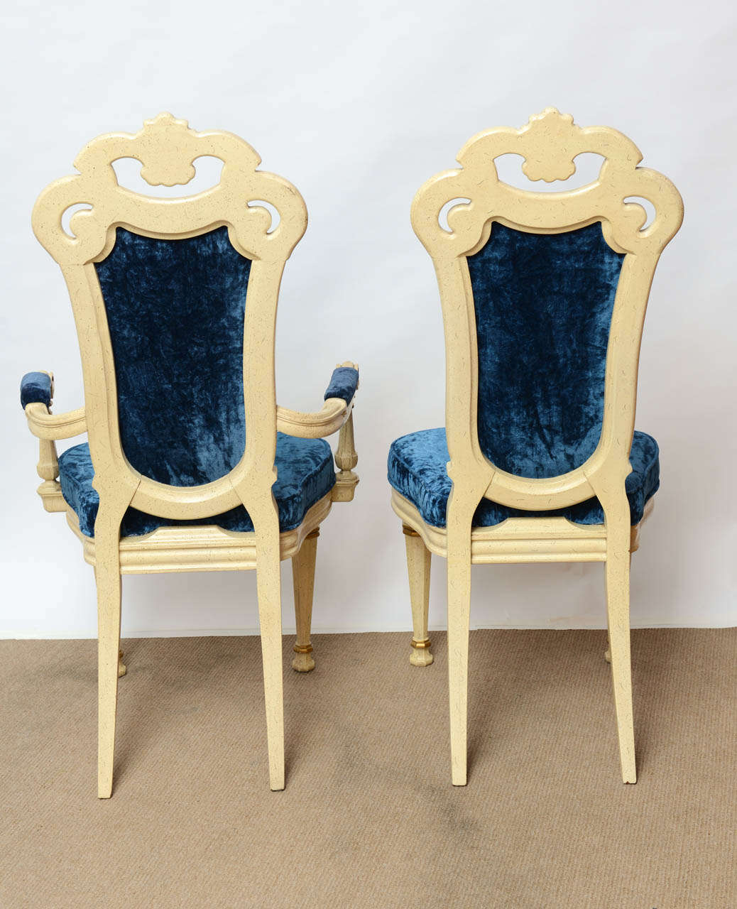 Paint Set of 10 Vintage Hollywood Regency Venetian Carved Dining Chairs