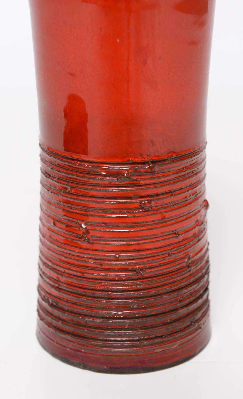 Late 20th Century 1970s Orange|Red Handmade Ceramic Ashtray and Vase Set For Sale