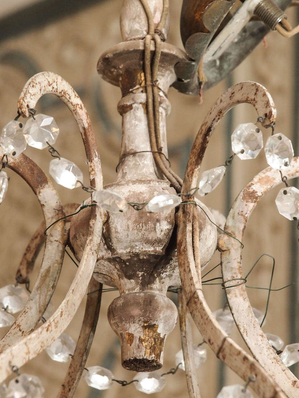 French Iron and Crystal Chandelier