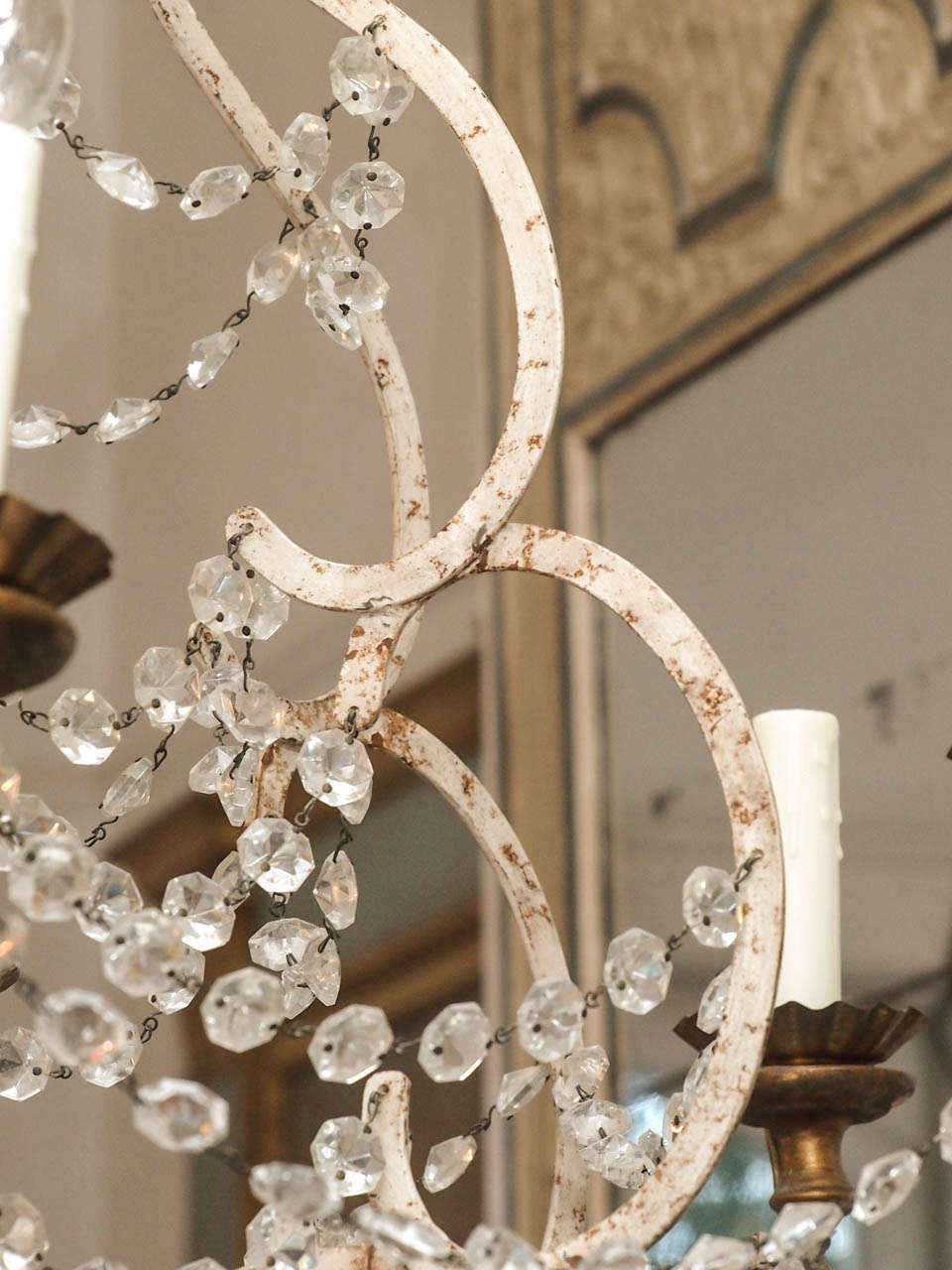 19th Century Iron and Crystal Chandelier