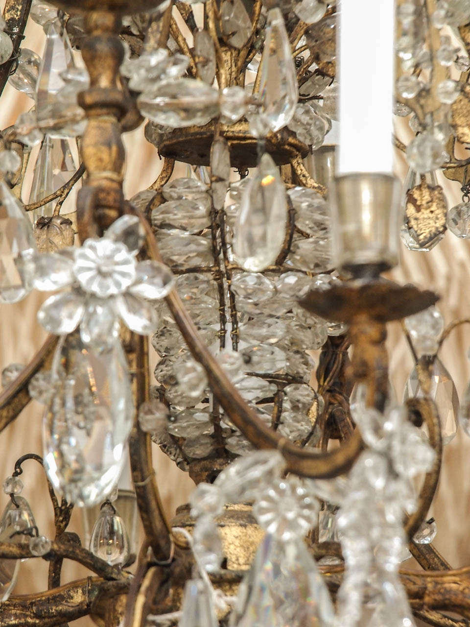 19th Century Iron and Rock Crystal Chandelier
