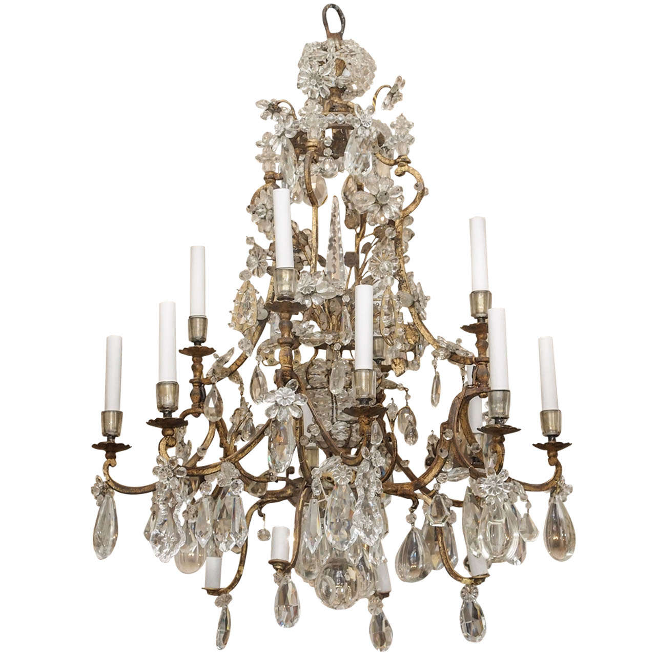 Iron and Rock Crystal Chandelier
