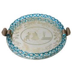 Vintage Venetian Glass and Mirrored Tray