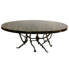 Resin Dining Table with Vined Hand Forged Base