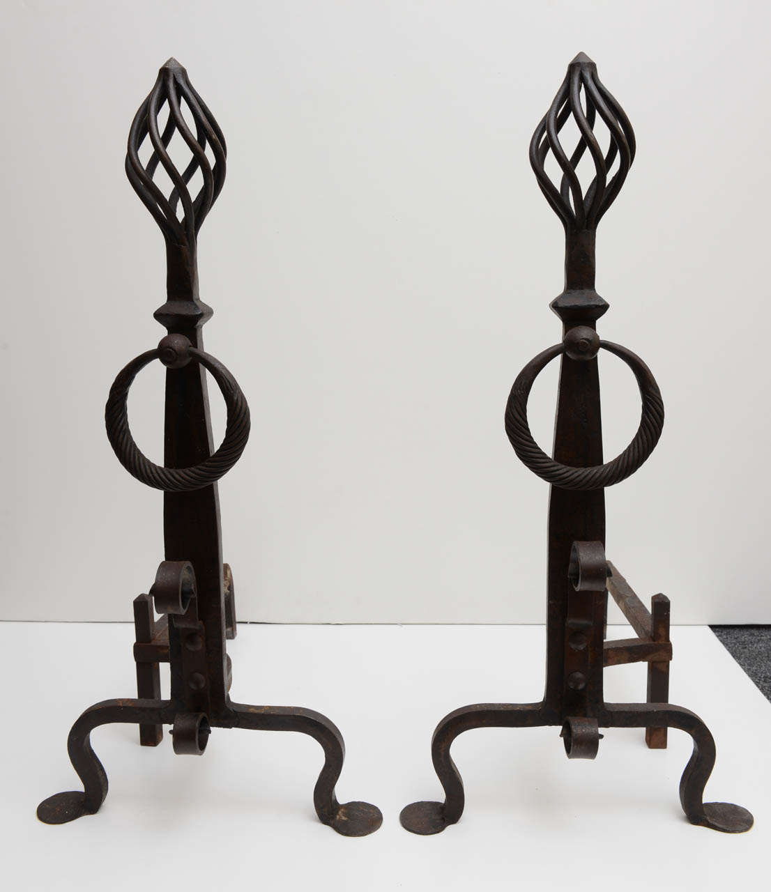 Pair American Tall Antiques Andirons