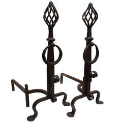 Pair American Tall Antiques Andirons