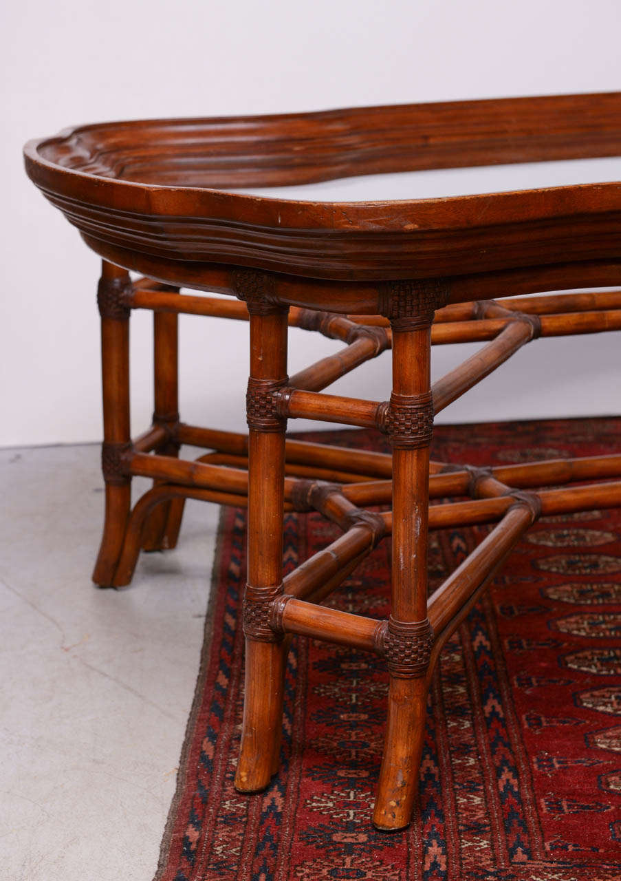 Large Faux Bamboo Coffee Table with Glass Top 1