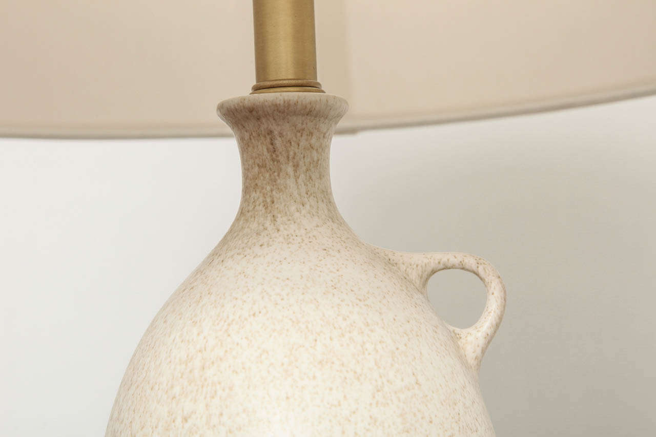 Mid-20th Century Cream Glazed Jug –Shaped Lamp with Single Handle, Circa 1960