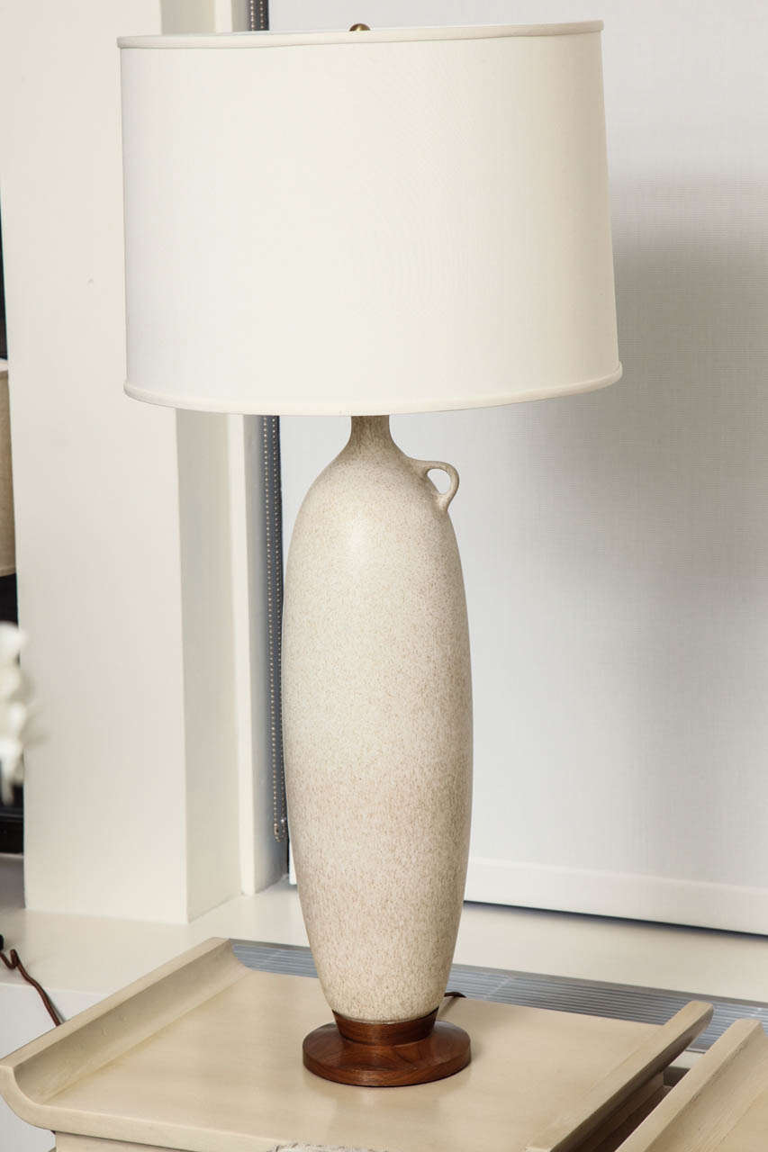 Cream Glazed Jug –Shaped Lamp with Single Handle, Circa 1960 1