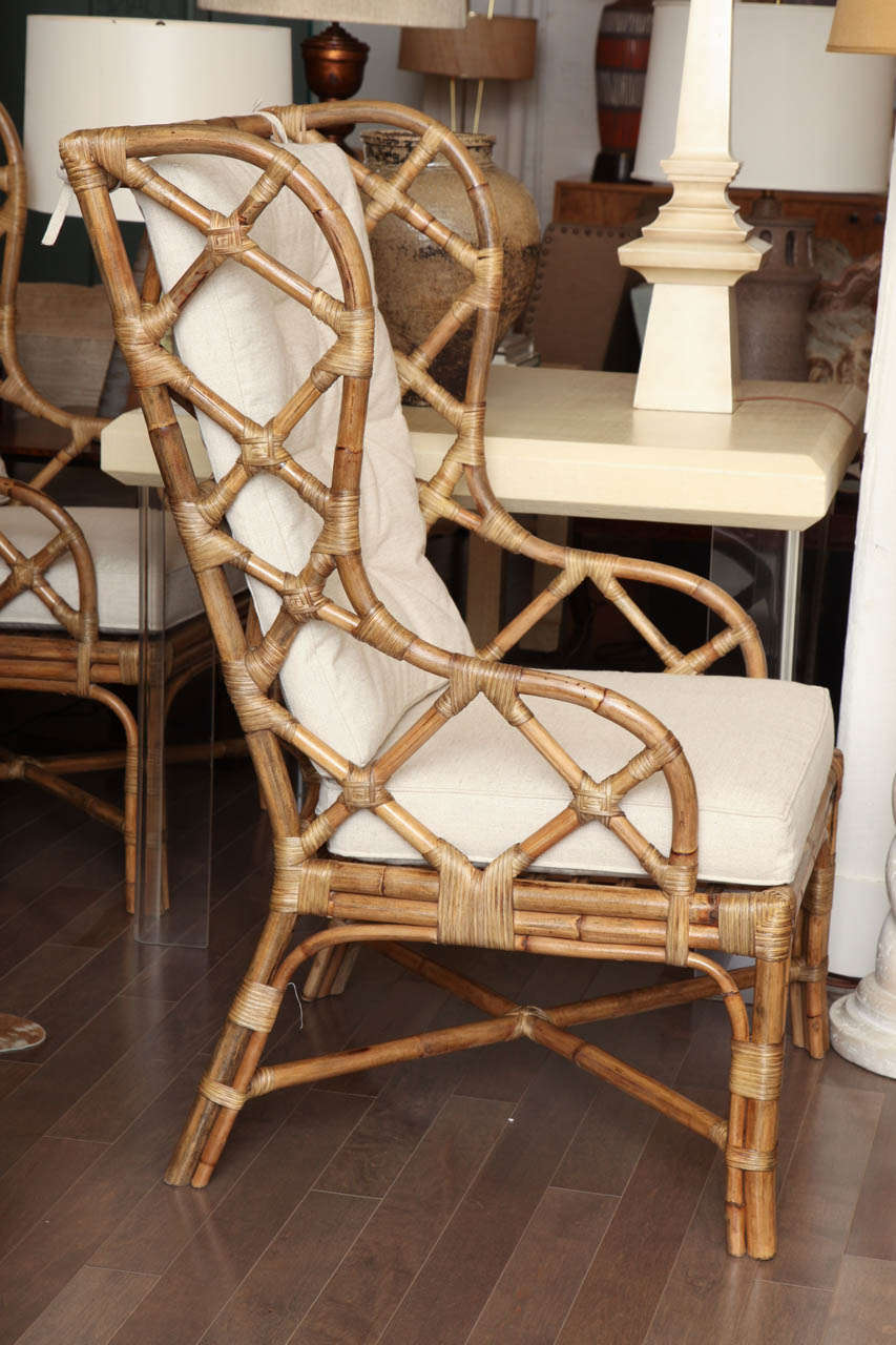 rattan wing back chair