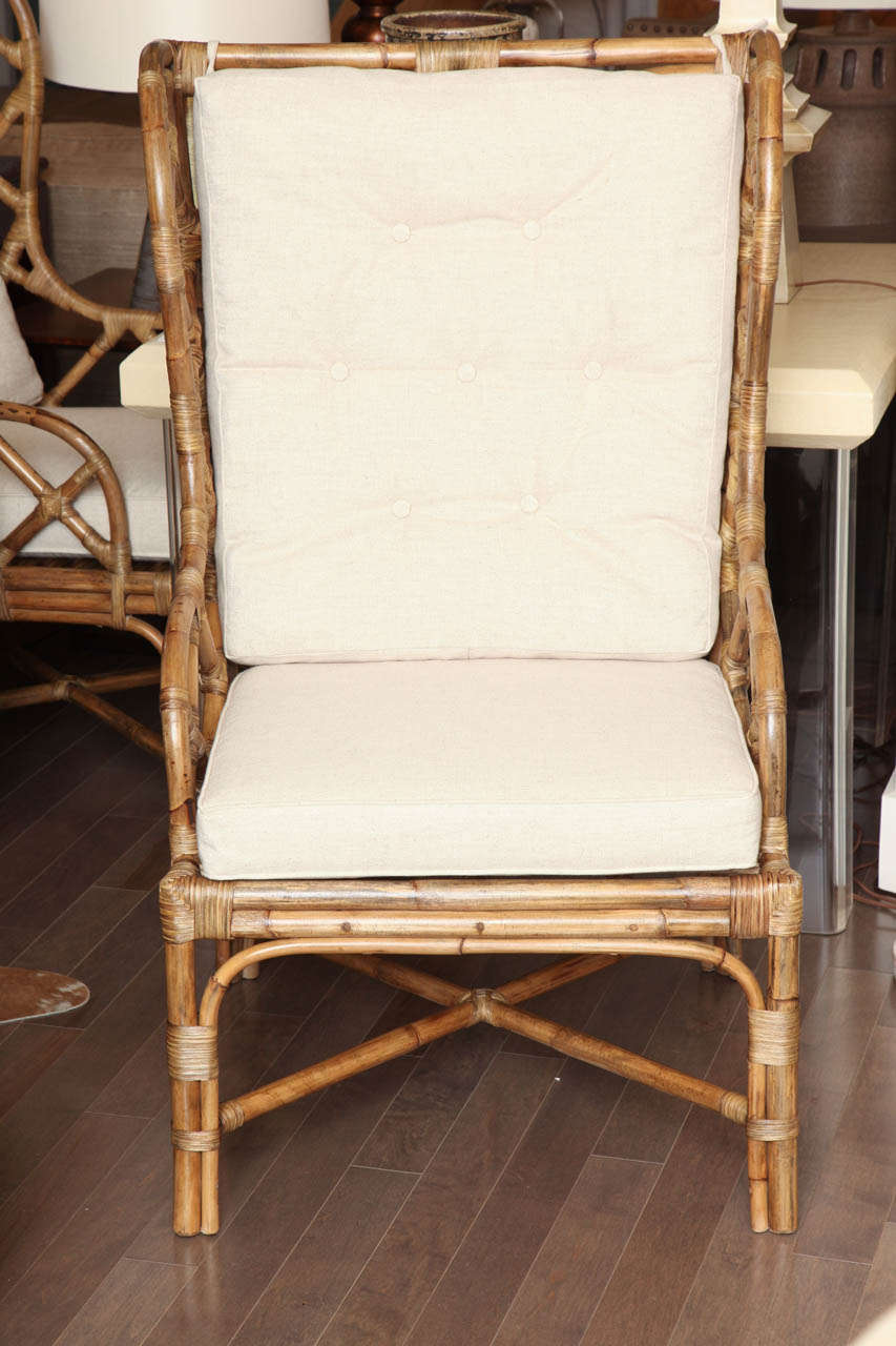 rattan wing chair