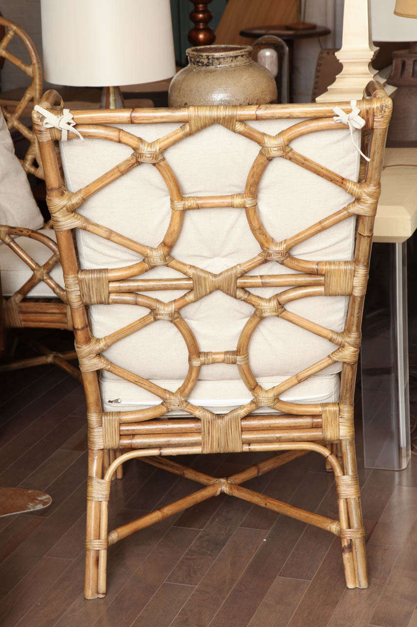 Mid-20th Century Pair Of Rattan Wingback Chairs, c. 1960