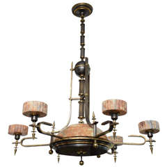 Neo Classical Alabaster Circa 1940 Italian Chandelier