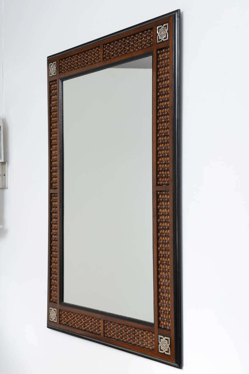 Miroir oriental en bois sculpté Excellent état à Miami, FL