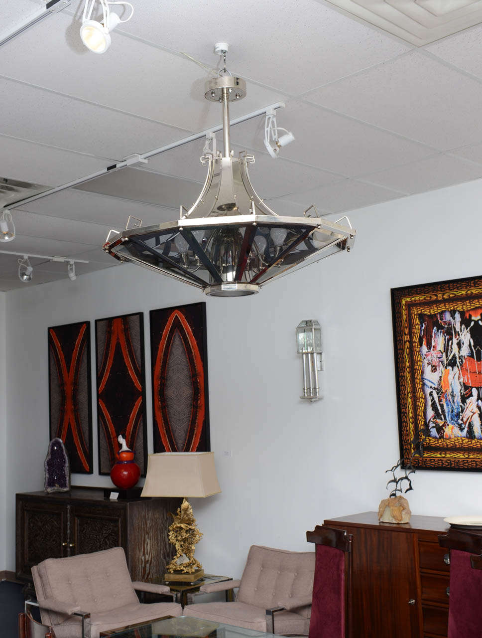 American Art Deco Midcentury Chandelier In Good Condition For Sale In Miami, FL