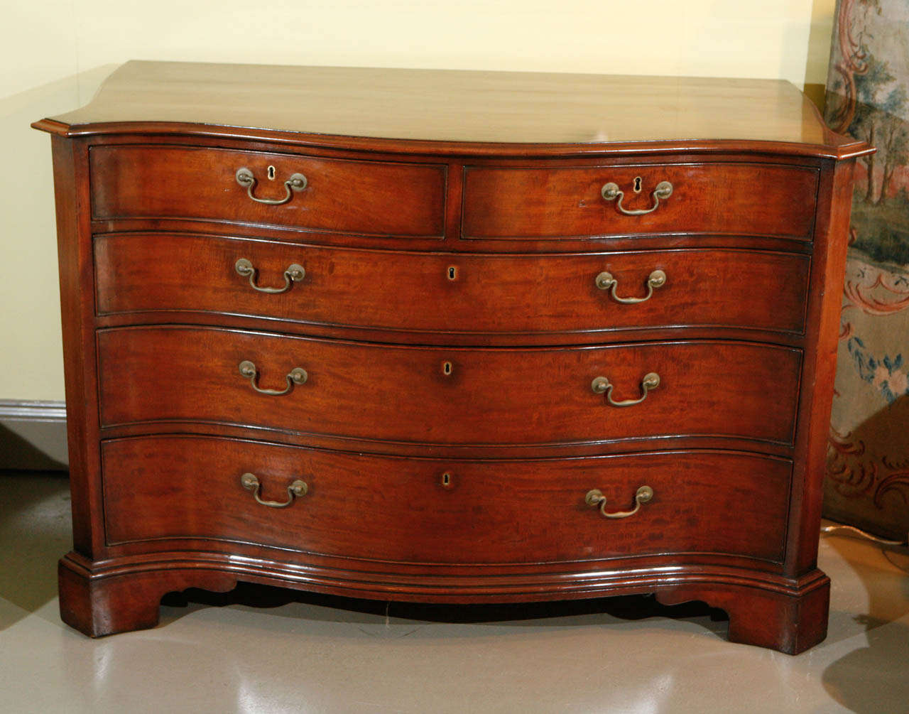 An Unusual Oversized Mahogany Serpentine Front Chest of Drawers, Circa 1785