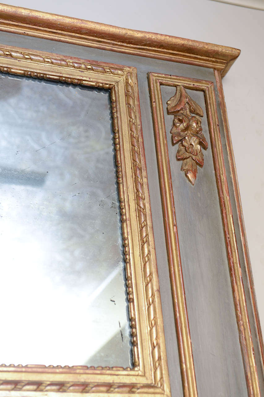 Pair of 18c. Painted and Parcel Gilt Trumeau Mirrors 1