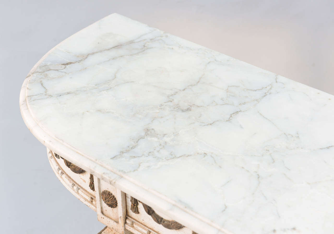 D-shaped Console Table With Bronze Festooned Apron and Marble Top 1