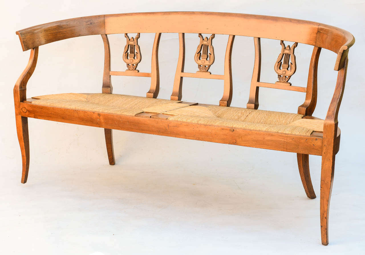 Rush Seat Settee with Swan-Lyre Back
