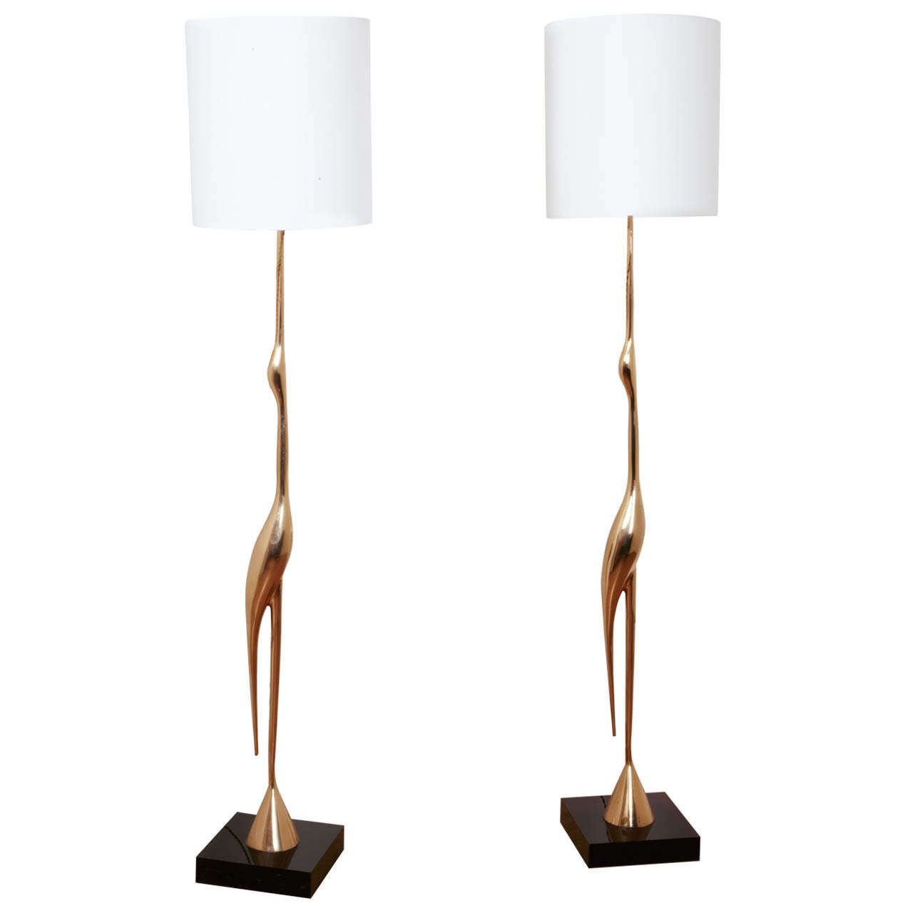 Pair of Bronze “Crane” Floor Lamps, Circa 1970, by René Broissand