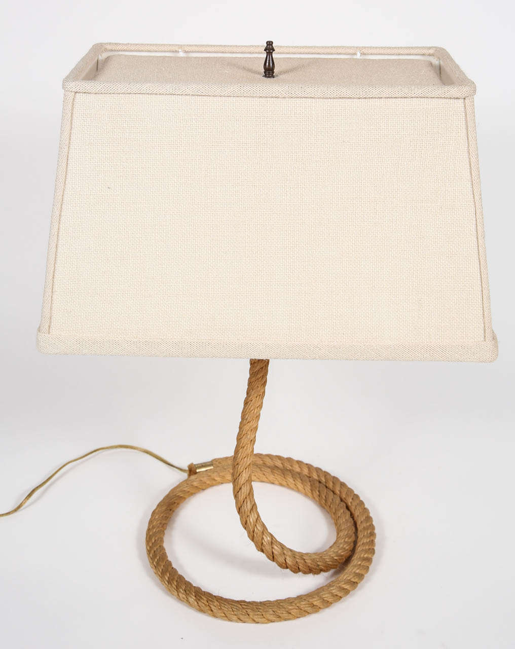 Coiled rope lamp with single bulb.  Shade sold separately.  Dimensions: 10 3/4