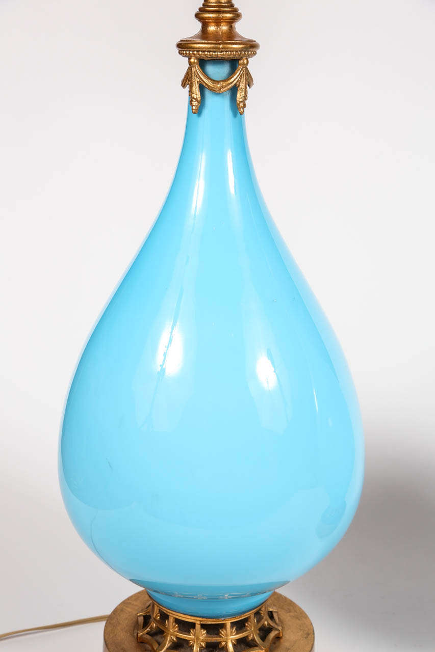 Opaline Glass Lamps In Excellent Condition For Sale In Los Angeles, CA