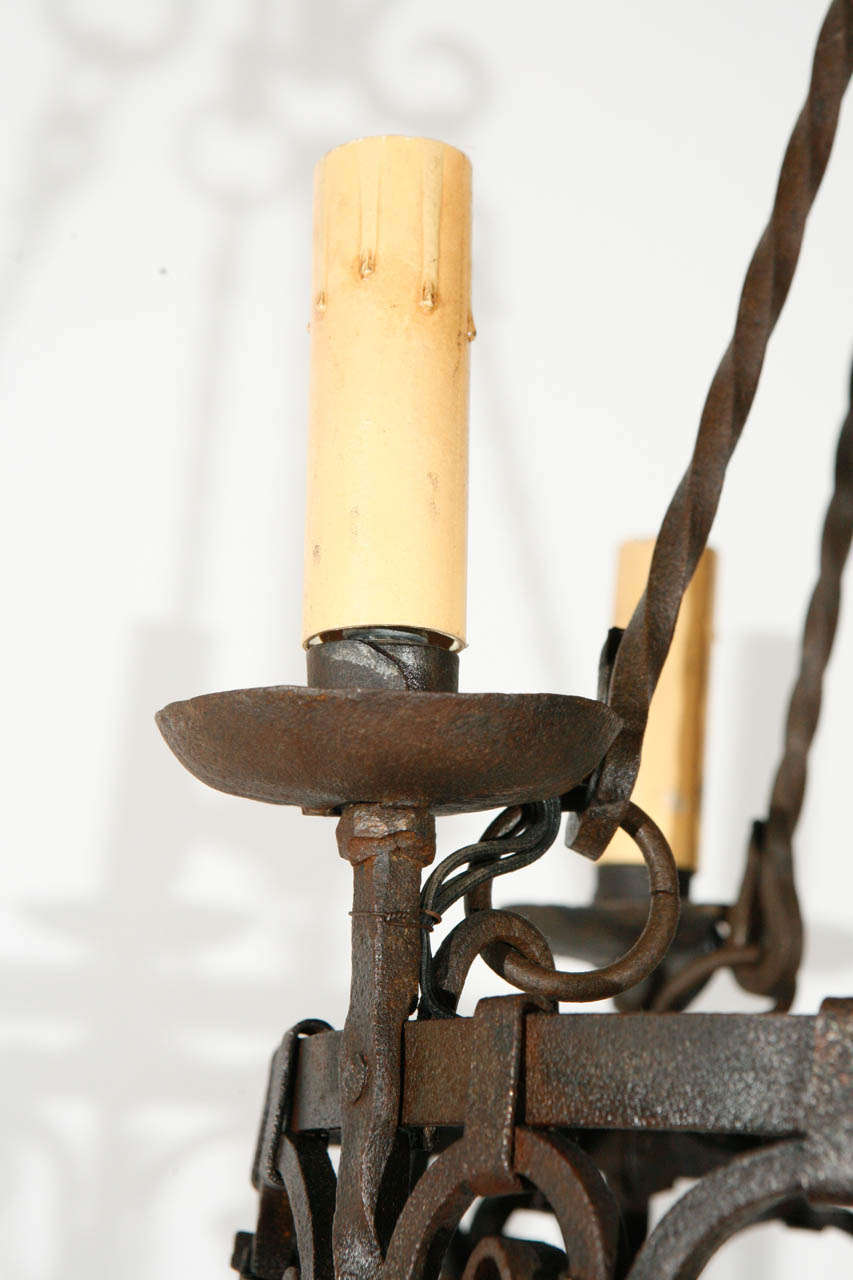 20th Century French Iron Chandelier For Sale