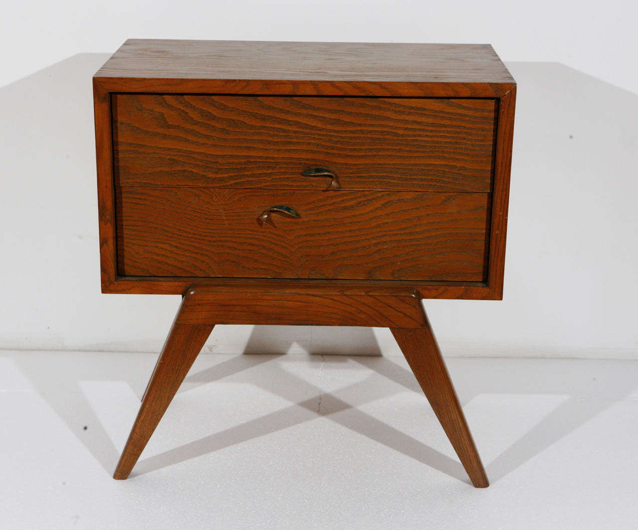 1960s Maximilian Karp side table with graceful fish-shaped handles by Pepe Mendoza.