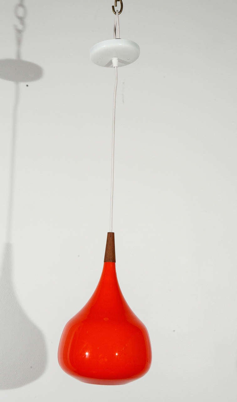 Modern Swedish teardrop pendant; newly wired for a standard light bulb.