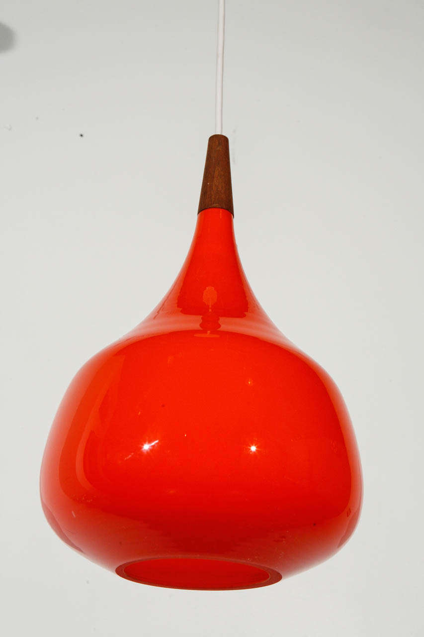 Modern Red Glass Swedish Pendant For Sale 3