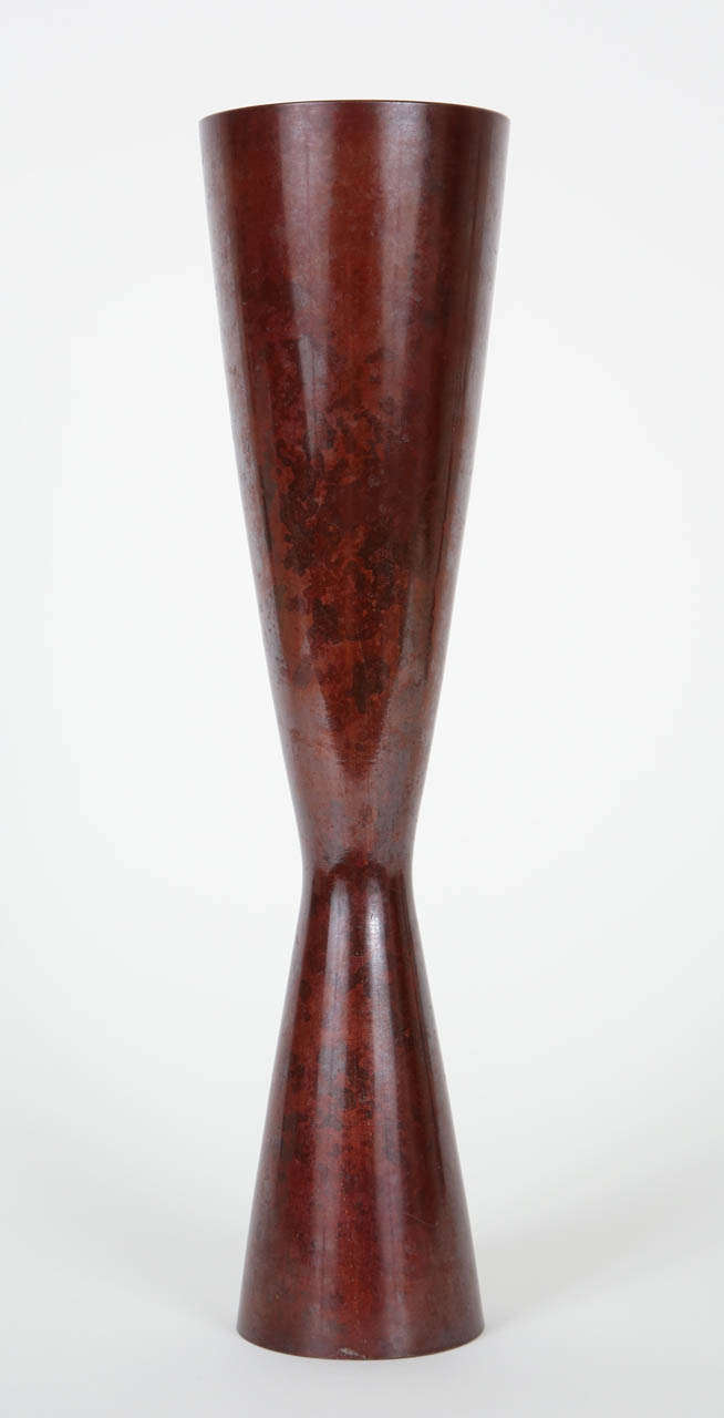 Tall Japanese Bronze Or Copper Vase