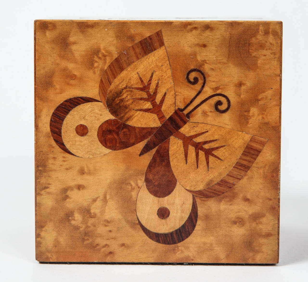 Exquisite Burlwood Marquetry Cube by Andrew Szoeke In Excellent Condition For Sale In Los Angeles, CA
