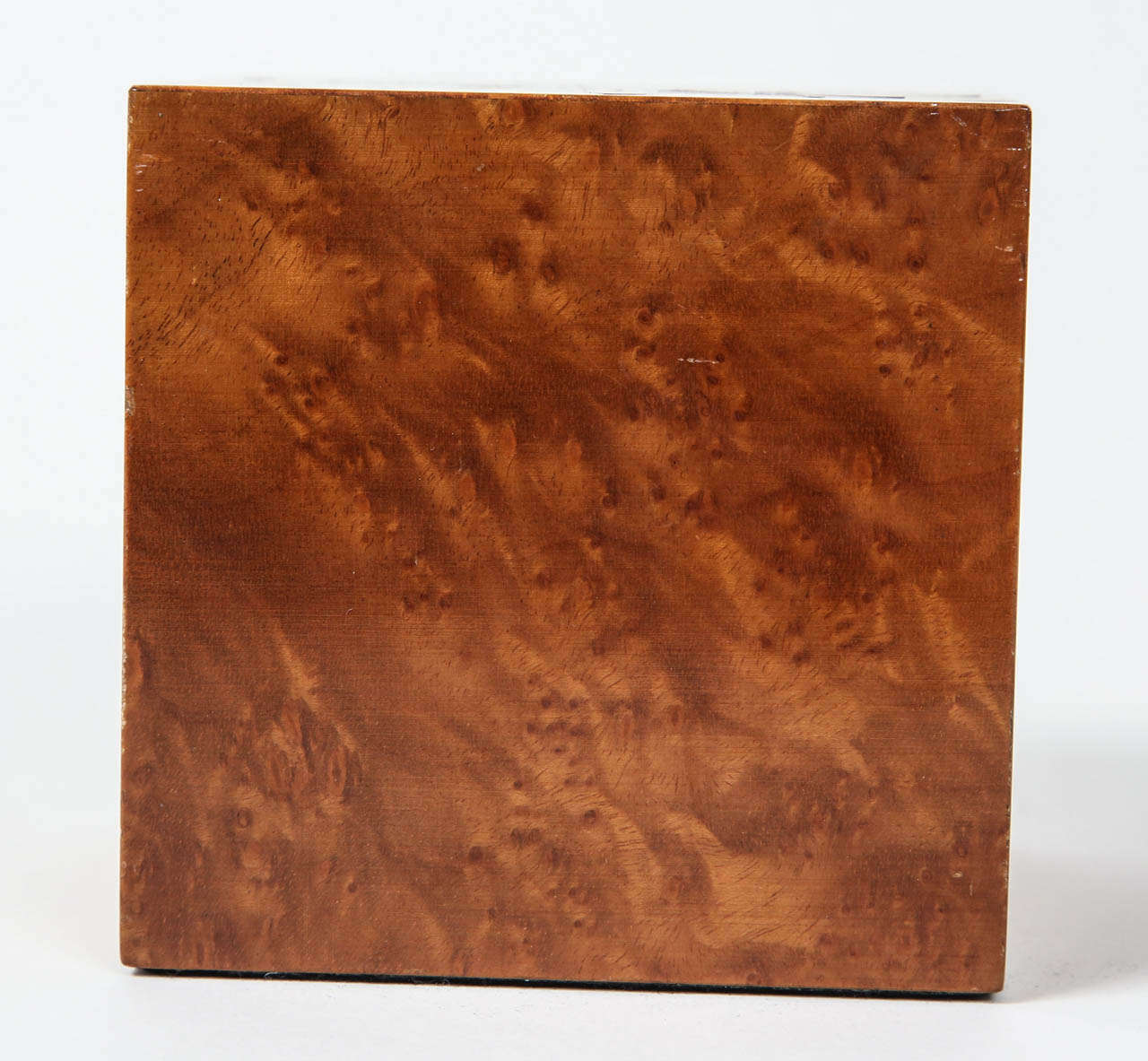 Mid-20th Century Exquisite Burlwood Marquetry Cube by Andrew Szoeke For Sale