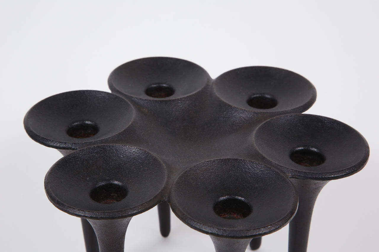 Mid-20th Century Large Cast Iron Candleholder From Denmark For Sale