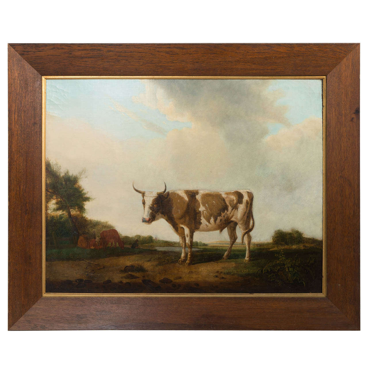 Oil on canvas of cow in landscape For Sale