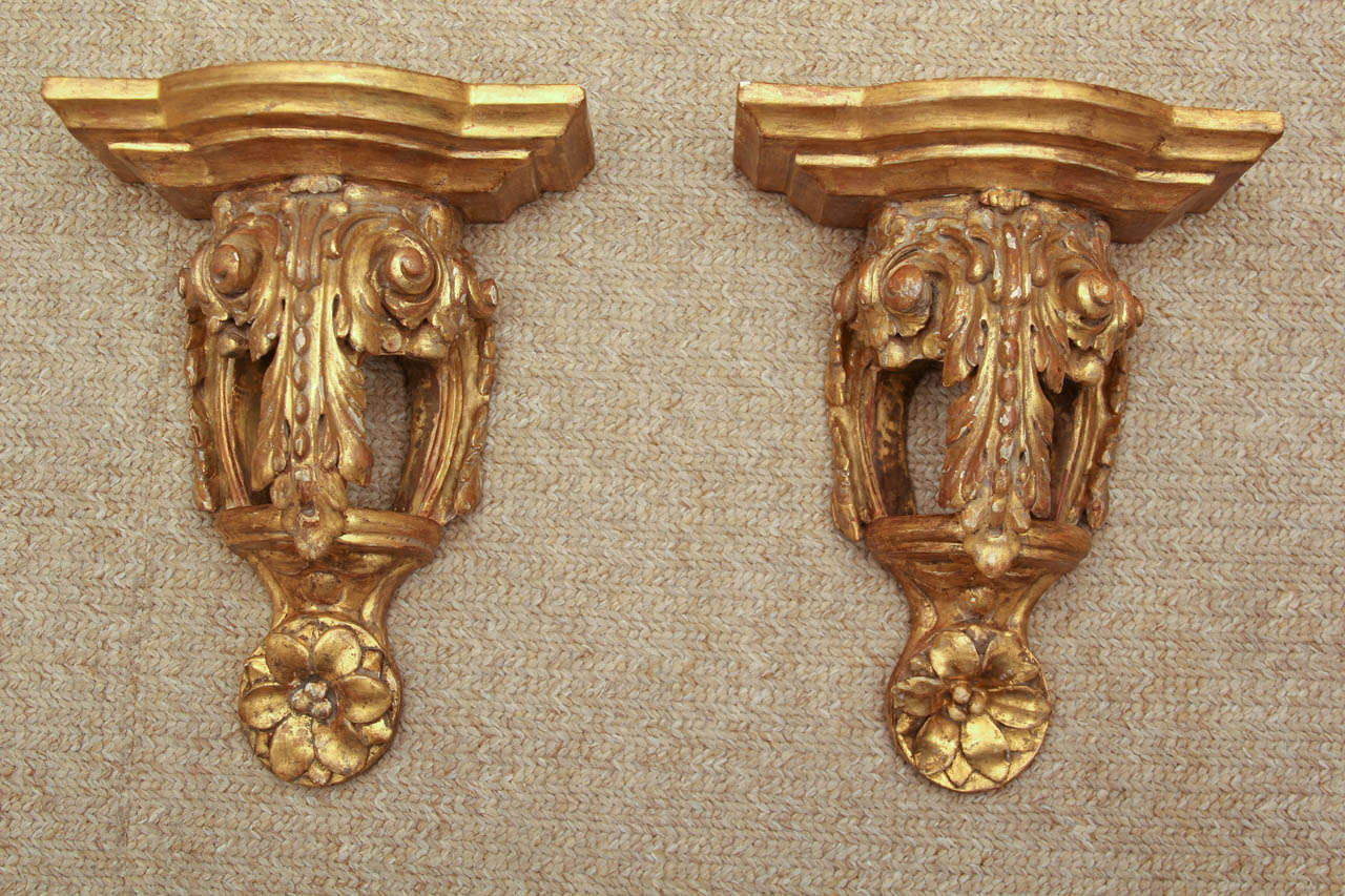 English Gilt Wall Brackets