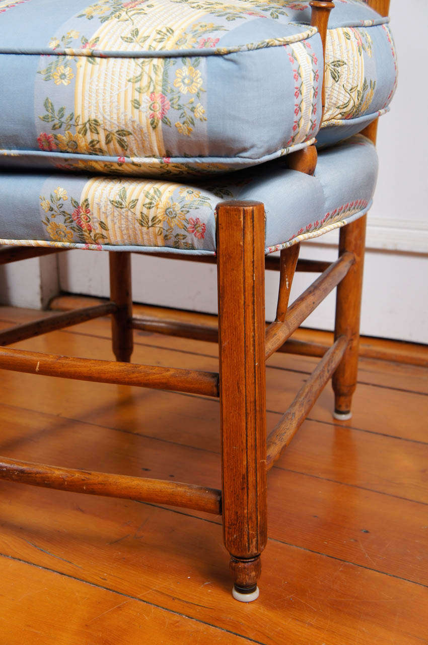 French Provincial Beechwood Fauteuil with Padded Ladderback and Arms For Sale 3