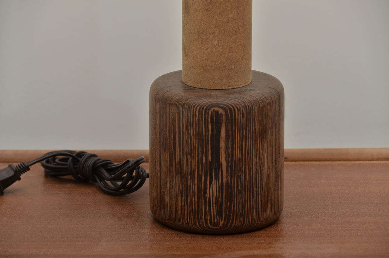 Mid-Century Modern Mid-Century Cork Table Lamp with Oak Base
