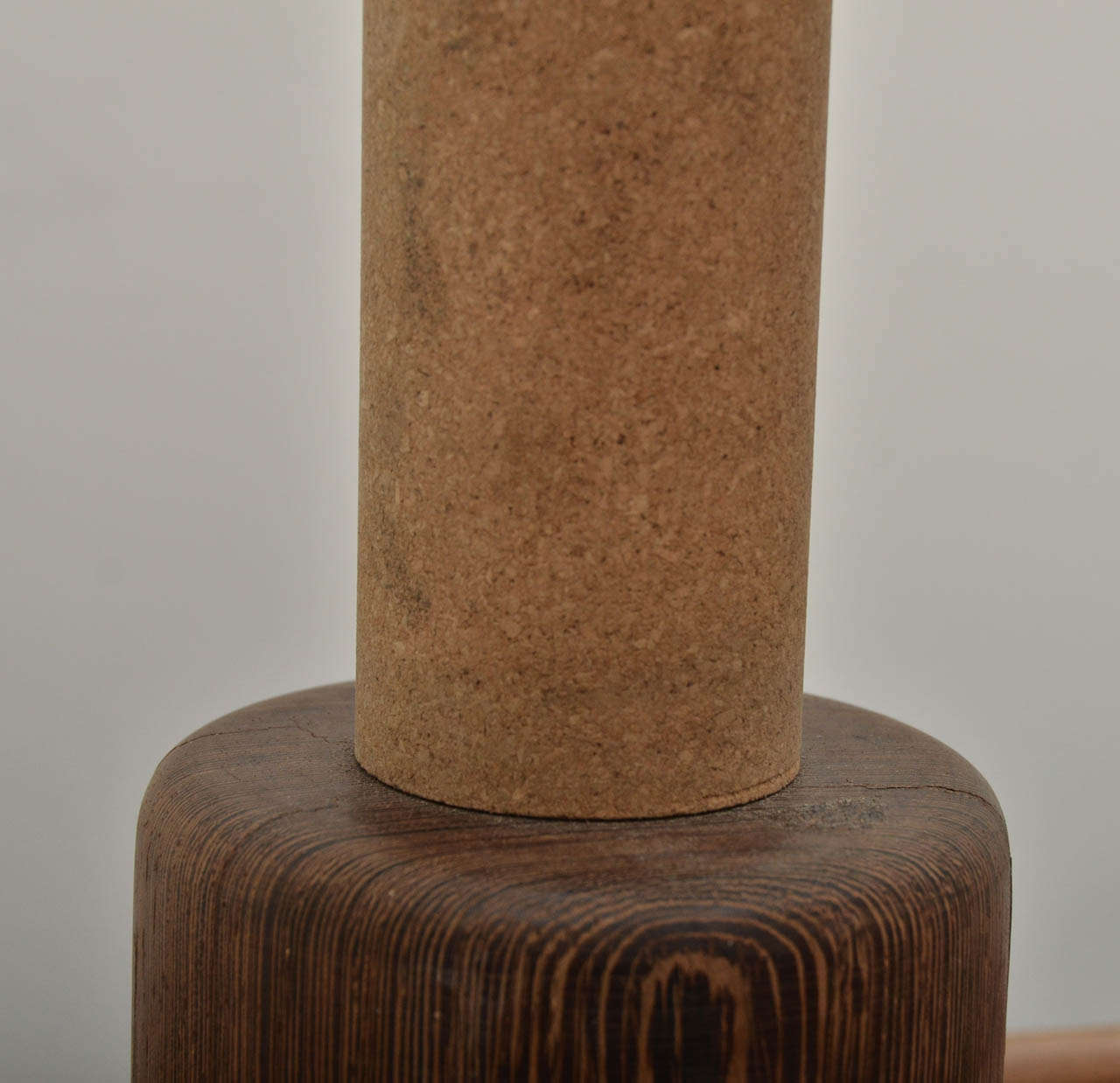 Mid-Century Cork Table Lamp with Oak Base In Excellent Condition In New York City, NY