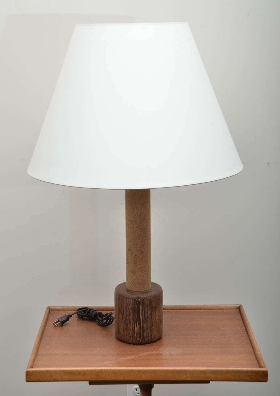 20th Century Mid-Century Cork Table Lamp with Oak Base